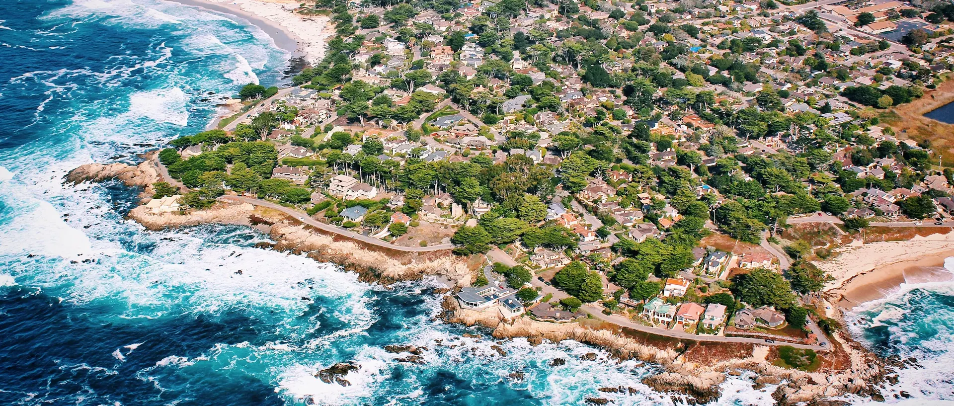 Ocean and rocky point on the Carmel-by-the-Sea coastline, Monterey Peninsula